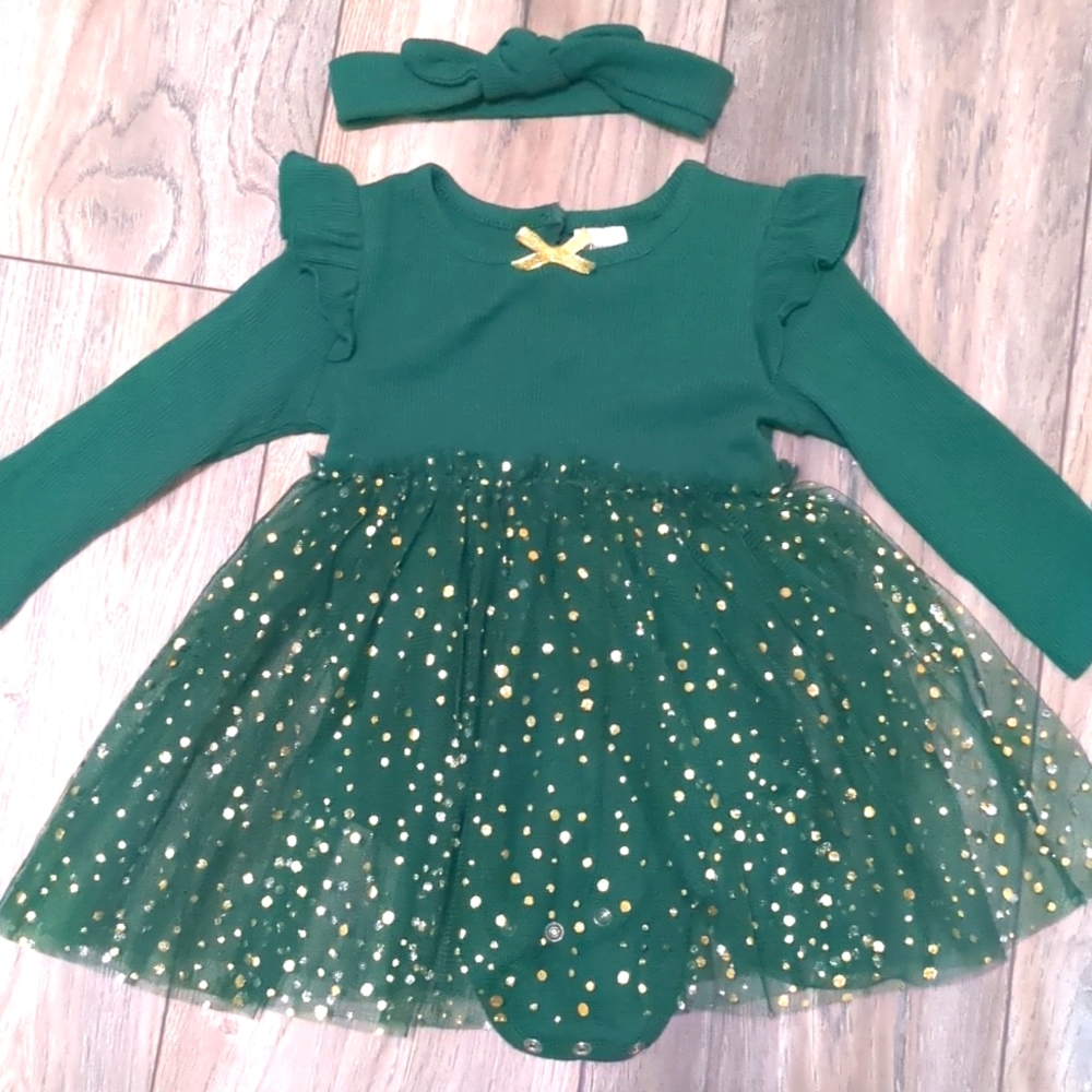 Green Dress with Tulle skirt